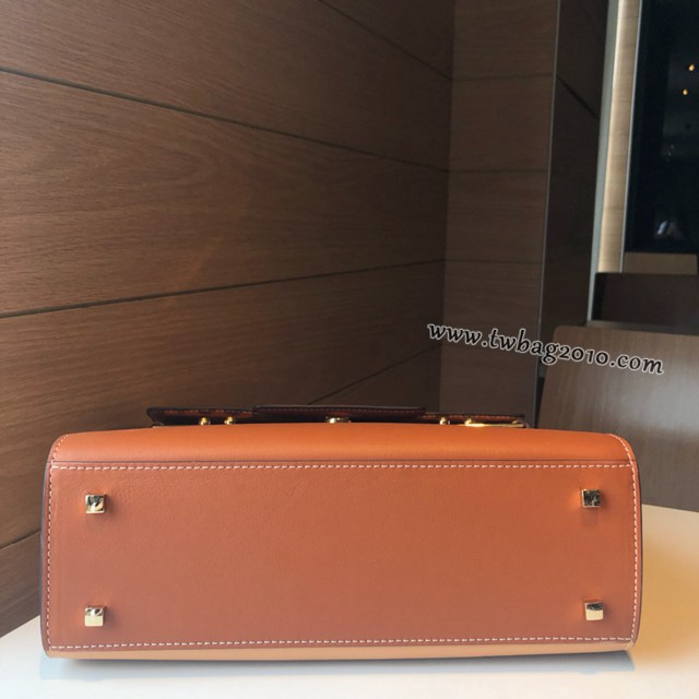 Delvaux春夏專櫃限量版tempete系列白蘭地拼色焦糖手提包 德爾沃專櫃經典款顏色肩背女包 bxs1016